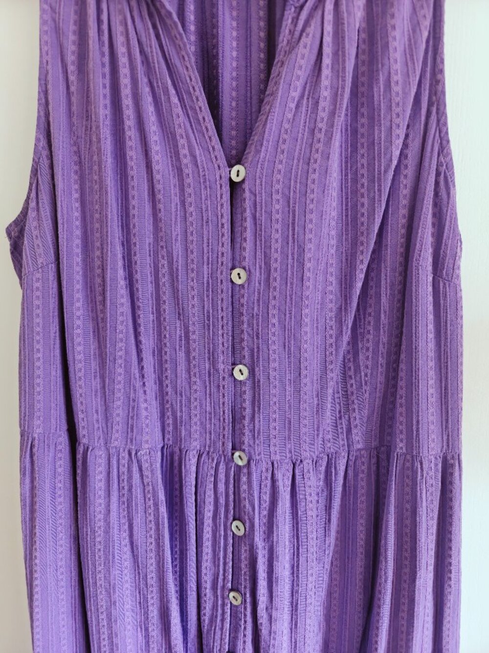 J.Jill Purple Cotton Sleeveless Tiered Button Front Maxi Dress Sz. M - Picture 5 of 8